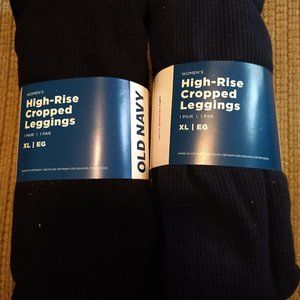 Old Navy Ribbed Crop Leggings SZ XL Navy & Black